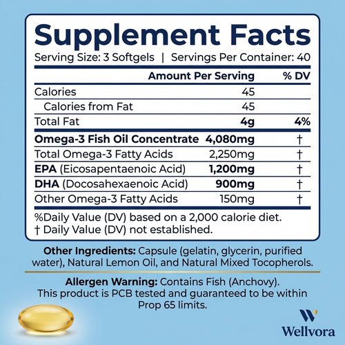 Wellvora™ Omega 3 Fish Oil